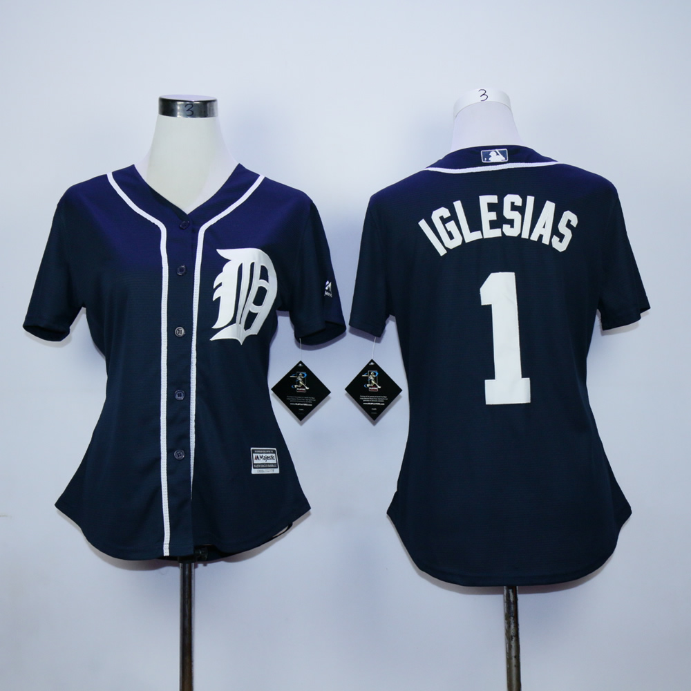 Women Detroit Tigers #1 Iglesias Blue MLB Jerseys